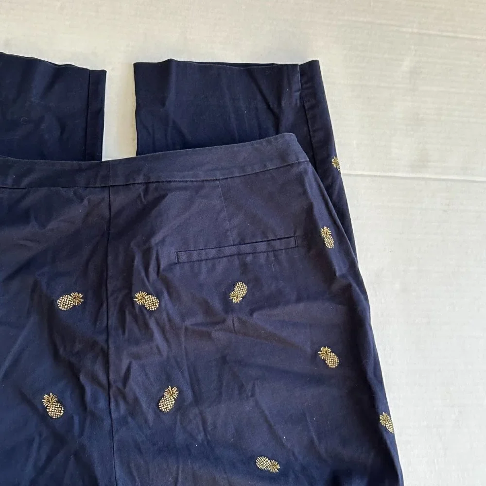 EP Pro Golf Pants, Navy with Gold Pineapples, 10